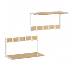 Set 2 nástěnných poliček, mdf, béžová, ABP-E1083 WT