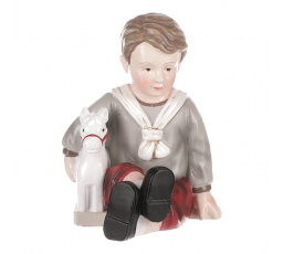 Chlapec držící koníka - figurka z polyresinu