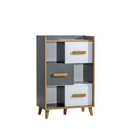 Systém "WERSO" W5 (Komoda 3D) - Barva: bílá brilantní/riviera Systém "WERSO" W5 (Komoda 3D) - Barva: bílá brilantní/riviera