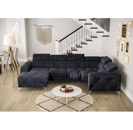 Rohová sedací souprava ORION MAX III , relax s funkcí spaní 165x320x190 cm - modrá, pravá Rohová sedací souprava ORION MAX III , relax s funkcí spaní 165x320x190 cm - modrá, pravá