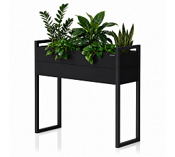 Kryt na květináč kovový vysoký černý: MARGARETI H 1000 x 1000 x 380 mm