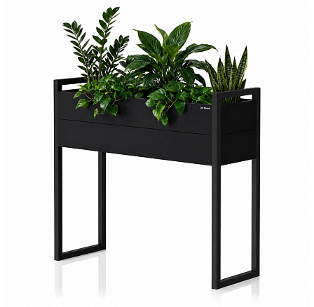 Kryt na květináč kovový vysoký černý: MARGARETI H 1000 x 1000 x 380 mm