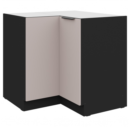 Dolní rohová skřínka ARONA - 90 x 90 DN 2F BB, Černá mat/Kašmír Dolní rohová skřínka ARONA - 90 x 90 DN 2F BB, Černá mat/Kašmír