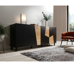 Komoda ETNA černý mat/ černý mat/ dub craft