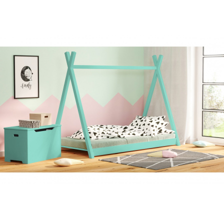 Dětská postel dřevěná Tipi 160x70, mieta  - výprodej