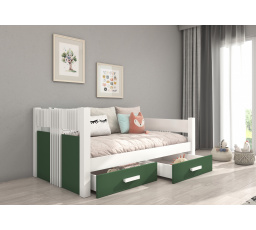 Postel dětská BIBI 180x80 Bílá+Zelená s matrací