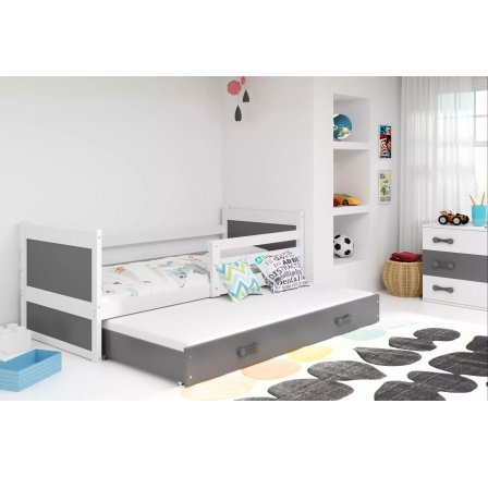 Dětská postel RICO s přistýlkou 90x200 cm, bez matrace, Bílá/Grafit