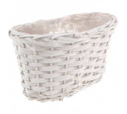 Truhlík oválný - obal dekorační proutěný s igelitem, barva bílá