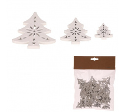 Stromečky - dřevo, mix 3 vel., bílé, cena za balení (18 ks)