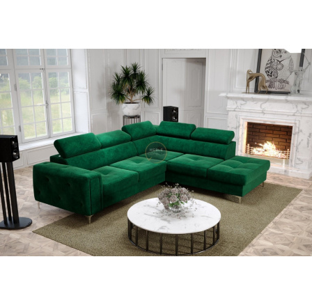 Rohová sedací souprava ORION II s funkcí spaní 225x255 cm - zelená , pravá