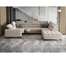 Rohová sedací souprava PORTO MAX I , relax 225X350X193 cm - pravá, odstíny světlé béžové