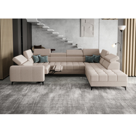 Rohová sedací souprava PORTO MAX I , relax 225X350X193 cm - pravá, odstíny světlé béžové Rohová sedací souprava PORTO MAX I , relax 225X350X193 cm - pravá, odstíny světlé béžové