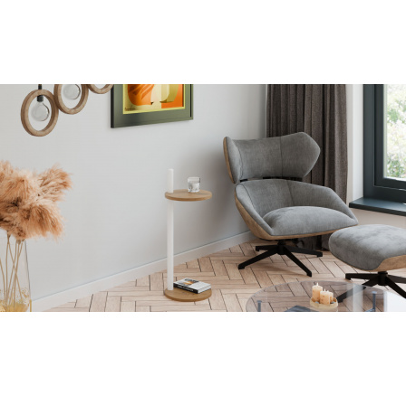 Pomocný stolek Claro kulatý průměr 30 cm - různé barvy na výběr - Dub Lancelot, Bílý Mat