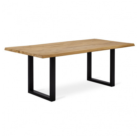 Jídelní stůl 180x90x75 cm, masiv dub, povrchová úprava olejem, kovová podnož 8x4 Jídelní stůl 180x90x75 cm, masiv dub, povrchová úprava olejem, kovová podnož 8x4