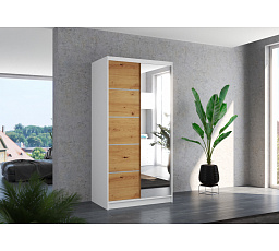 Posuvná skříň se zrcadlem ORLANDO 100 Bílá+Artisan