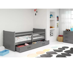Dětská postel RICO 80x190 cm se šuplíkem, s matrací, Grafit/Grafit