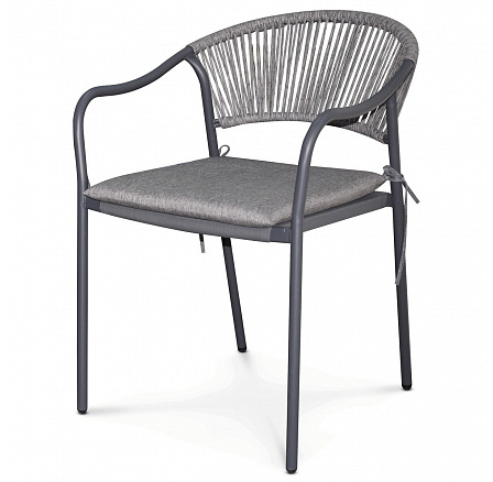 Zahradní židle, kov, polyratan, šedá, AZC-L1352 GREY