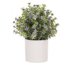 Tráva kvetoucí v bílém obalu - umělá, fialové květy