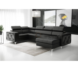 Rohová sedací souprava ORION MAX III s funkcí spaní 165x320x185 cm - černá eko kůže, levá