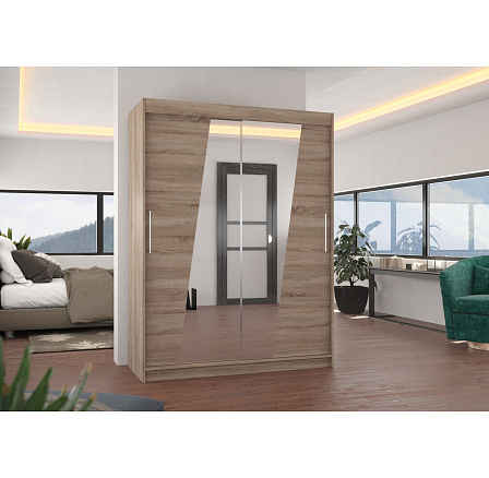 Posuvná skříň se zrcadlem BOLTON 150 Truffle+Truffle