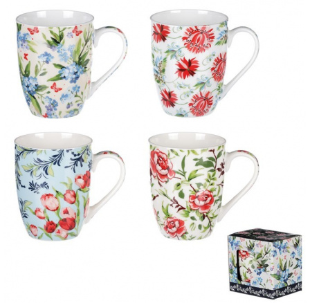 Hrnek porcelánový v dárkové krabičce, mix 4 druhů, cena za 1ks, obsah 350ml.