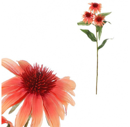 Echinacea - umělá řezaná, 3 květy, lososová