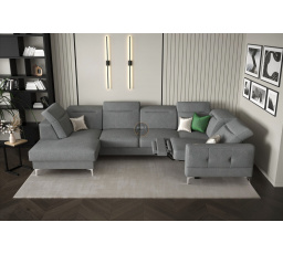 Rohová sedací souprava MALIBU MAX II s funkcí spaní a relaxací 180x350x182 cm - šedá , pravá strana