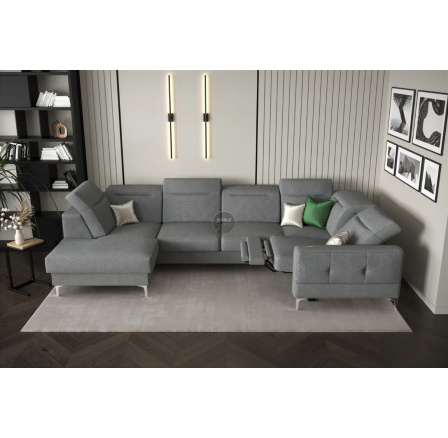 Rohová sedací souprava MALIBU MAX II s funkcí spaní a relaxací 180x350x182 cm - šedá , pravá strana Rohová sedací souprava MALIBU MAX II s funkcí spaní a relaxací 180x350x182 cm - šedá , pravá strana