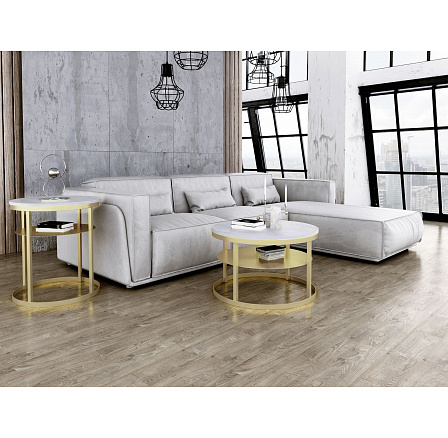 Kulatý konferenční stolek Glamour - v různých barvách - Světlý beton, Zlatý Kulatý konferenční stolek Glamour - v různých barvách - Světlý beton, Zlatý