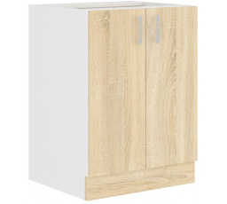 Dolní skřínka SARA - 60 D 2F BB, Bílá / Dub Sonoma