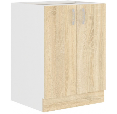 Dolní skřínka SARA - 60 D 2F BB, Bílá / Dub Sonoma