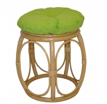 Ratanová taburetka široká medová polstr světle zelený melír Ratanová taburetka široká medová polstr světle zelený melír