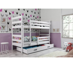 Dětská patrová postel ERYK se šuplíkem 80x190 cm, bez matrací, Bílá/Bílá