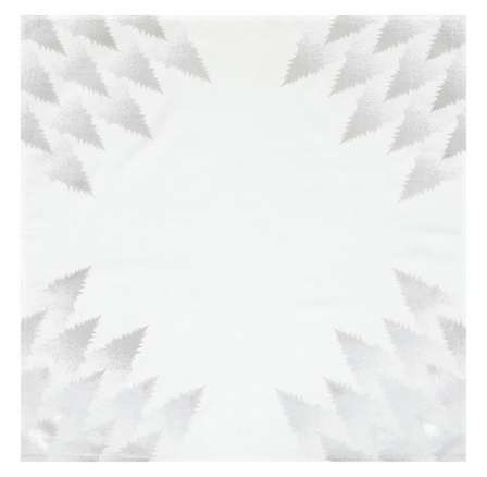 Ubrus šedý - stříbrné stromky v rozích, 100% polyester, 80 x 80 cm