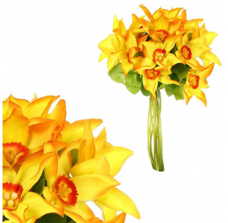 Narcis - umělá kytice, barva žluto-oranžová