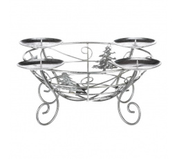 Svícen adventní - kovový, stříbrná barva