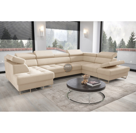 Rohová sedací souprava GALAXY MAX II s funkcí spaní 210x350x165 - béžová, pravá Rohová sedací souprava GALAXY MAX II s funkcí spaní 210x350x165 - béžová, pravá