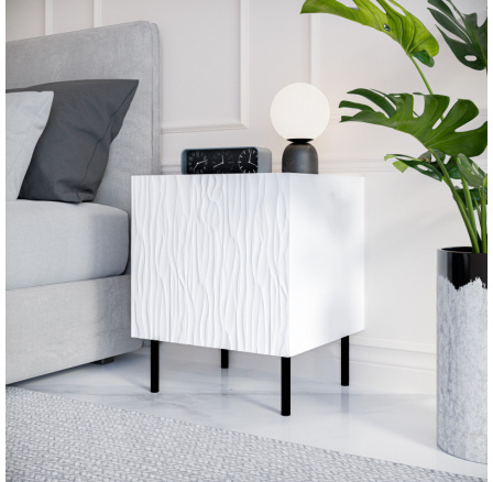 Noční stolek JUNGLE, bílá matná/bílá matná