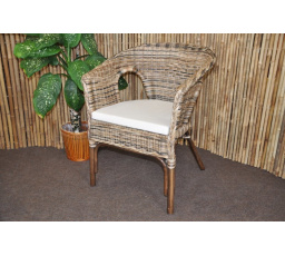 Ratanové křeslo Fabion wicker mix bílý polstr