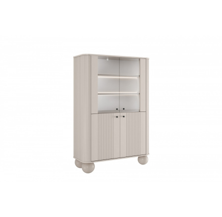 VESPER VITRÍNA 103 4D - kašmír mdf / kašmír / černé úchyty / nohy koule