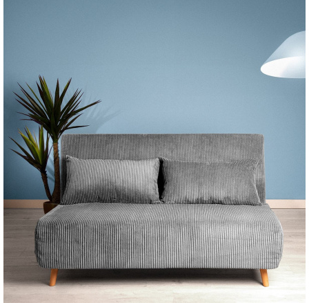 Sofa SOLACE dvoumístná, s funkcí spaní manšestr šedá 140x91x84 cm 871653