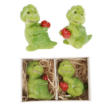 Dinosaurus se srdcem - polyresin, zelený, cena za balení (2 ks)
