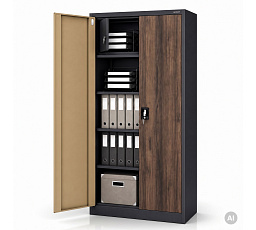 Kovová skříň s úložným prostorem antracitová / ořech: Eco Design TOMAŠ, 900 x 1850 x 450 mm