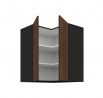 Horní rohová skřínka MONZA - 60x60 GN-72 2F (90°), Černá mat/Ořech