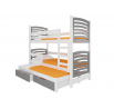 Třílůžková patrová postel s matracemi SORIA White+Gray