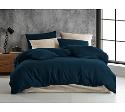 Francouzské mušelínové povlečení tmavě modré 240x220