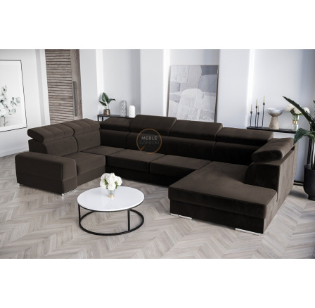 Rohová sedací souprava ROYAL MAX I 210x375x185 - hnědá , levá