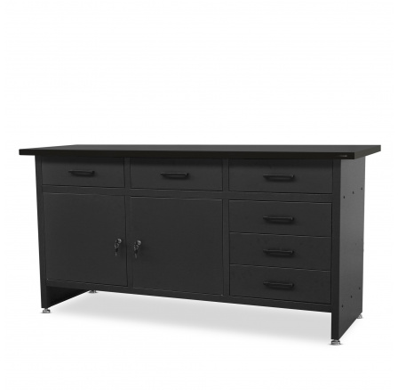 Dílenský stůl HENRY, 1700 x 850 x 600 mm, All Black: černý