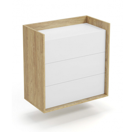 Komoda MOBIUS 3S, přírodní/bílá
