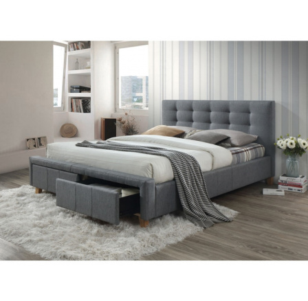 ASCOT postel 160x200 - šedá  - s roštem a ÚP (ASCOT160SZ) (S) (K150-Z)